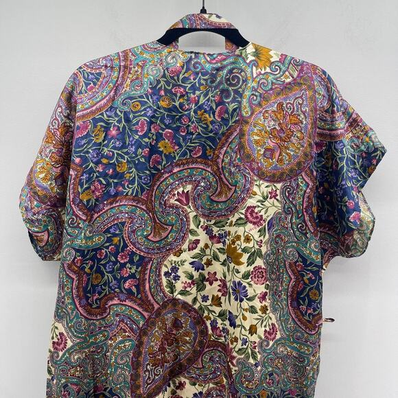 Vintage Sleep Solutions Kimono Robe Womens Medium Multi Floral Print‎ Tie Waist - Picture 6 of 8